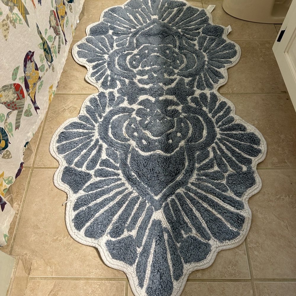 Anthropologie Gray Floral Bath Mat
